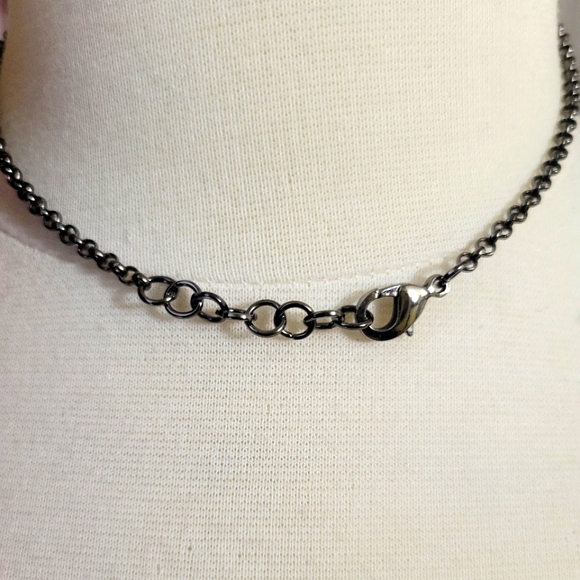 Beautiful Handmade Virgin Mary Religious Charm Necklace in Gold and Gunmetal - Picture 6 of 11